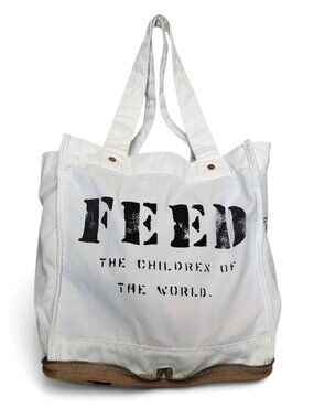 FEED Projects Convertible Market Tote Organic Cotton Burlap Packable Bag